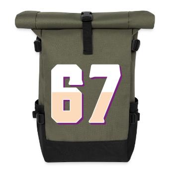 6 7 – Trendy minimalist text design, - Roll Top Backpack - olive/black - Front