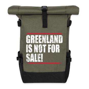 Greenland Is Not For Sale - Rolltop Rucksack - Olive/Schwarz - Vorne