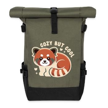 Kuscheliger Roter Panda CUTE BUT COOL - Rolltop Rucksack - Olive/Schwarz - Vorne