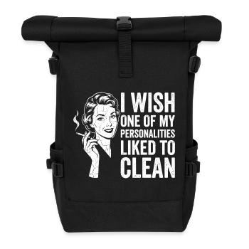 Chemise humoristique domestique pour femmes - Sac à dos roll top - noir - Devant