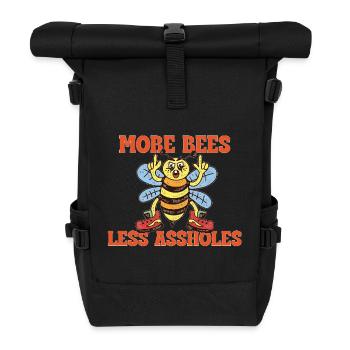 More Bees Less Assholes – Retro Bienen Spruch - Rolltop Rucksack - Schwarz - Vorne