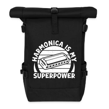 Harmonica Musican Is My Superpower Harmonica - Roll Top Backpack - black - Front