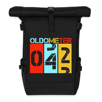 Oldometer 42 Retro Vintage 42nd Birthday Design - Roll Top Backpack - black - Front