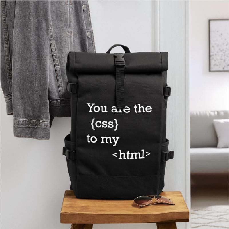 Funny programmer motif for web developers Roll Top Backpack