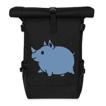 Rhino Cute Cartoon Silhouette - Roll Top Backpack - black - Front