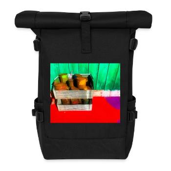 Bunte Farbtöpfe Straßenkunst - Rolltop Rucksack - Schwarz - Vorne