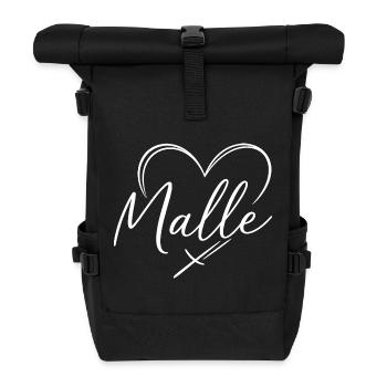 Malle Herz - Rolltop Rucksack - Schwarz - Vorne