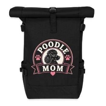 Pudel-Mama Logo Print - Rolltop Rucksack - Schwarz - Vorne