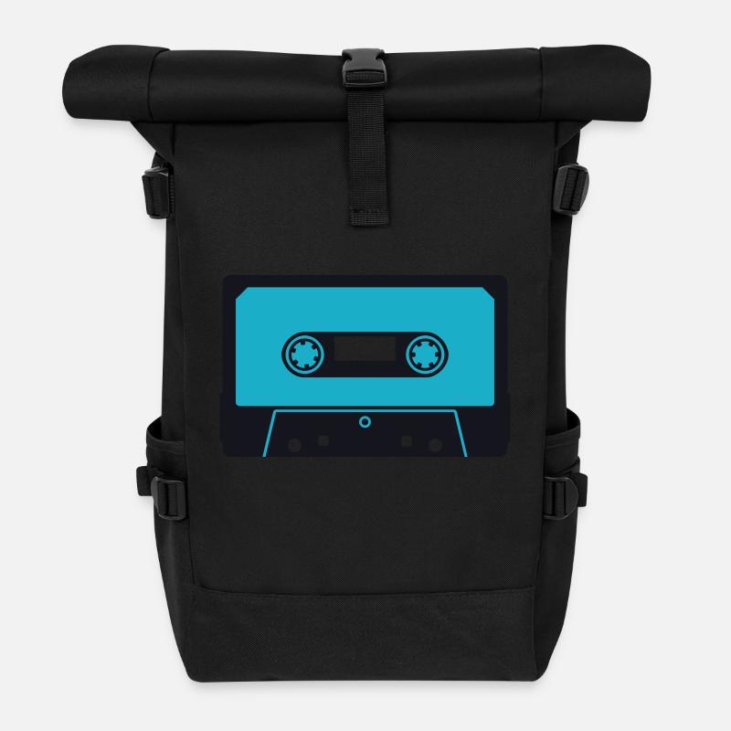 kassette02_2f - Rolltop Rucksack - Schwarz