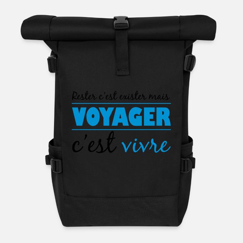 Voyager c'est vivre - Sac à dos roll top - noir