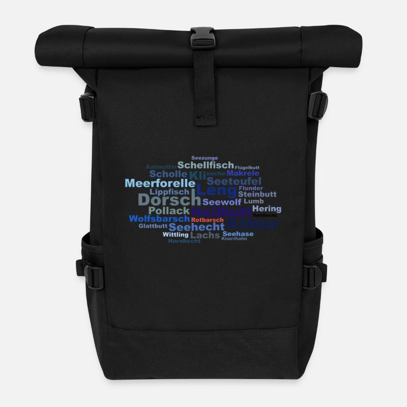 TagCloud Salzwasserfische - Rolltop Rucksack - Schwarz