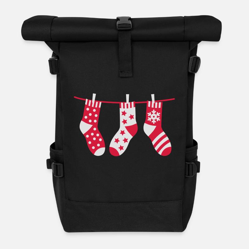 Weihnacht-Socken - Rolltop Rucksack - Schwarz