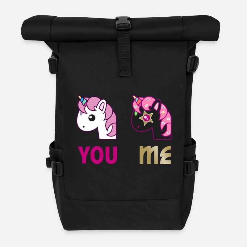 Einhorn You Me - Rolltop Rucksack - Schwarz