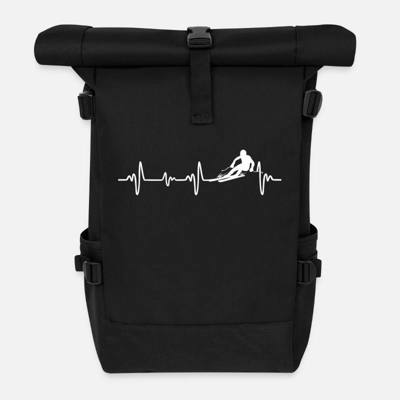 Ski-Fahrer Heartbeat - Rolltop Rucksack - Schwarz