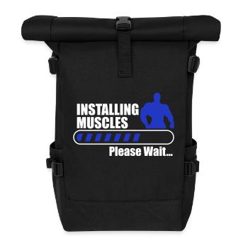 Installing muscles gym body building fitness - Rolltop Rucksack - Schwarz - Vorne