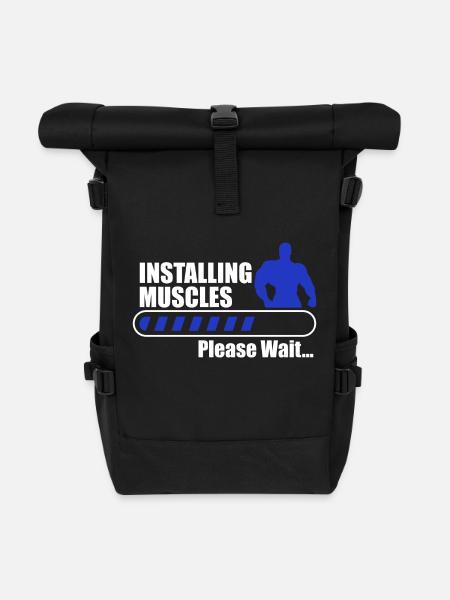 Installing muscles gym body building fitness - Rolltop Rucksack - Schwarz