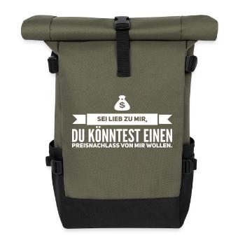 Vertrieb, verkaufen, Preisnachlass - Rolltop Rucksack - Olive/Schwarz - Vorne