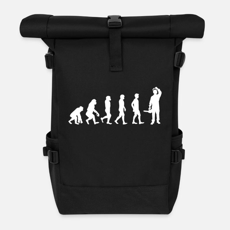 Evolution des Holzes / HOLZ / - Rolltop Rucksack - Schwarz