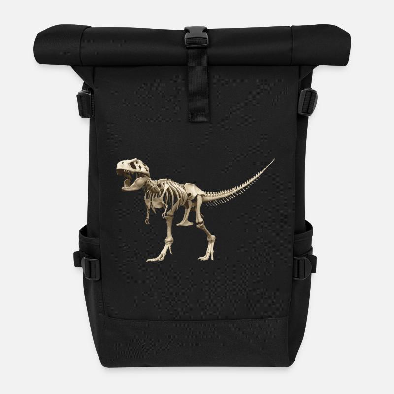 T-rex Skelett - Rolltop Rucksack - Schwarz