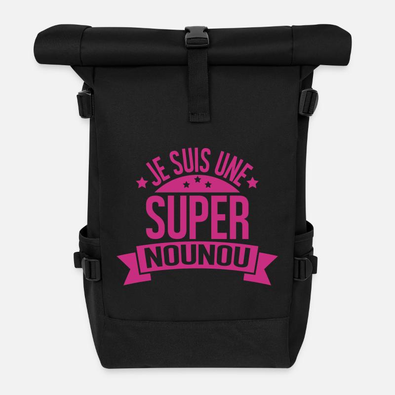 je suis une super nounou - Sac à dos roll top - noir