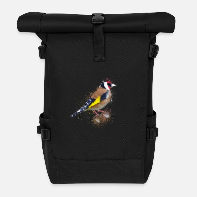 Aquarell Finch - Rolltop Rucksack - Schwarz