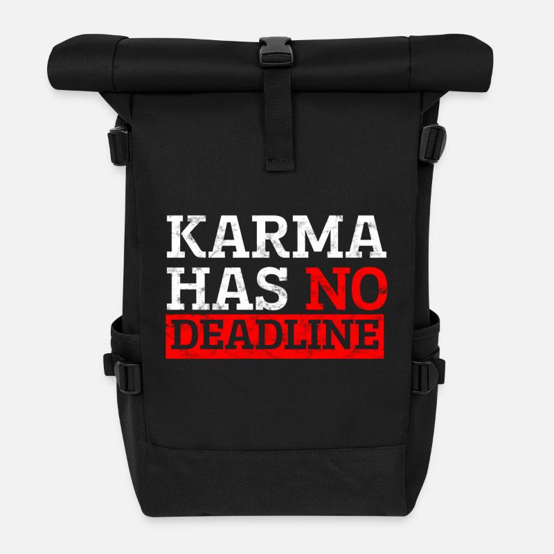 Karma has no deadline - Roll Top Backpack - black