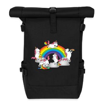 Einhorn Saufen Pinkeln Kacken Kotzen Furzen - Rolltop Rucksack - Schwarz - Vorne