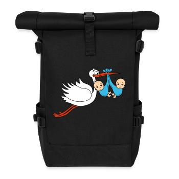 Storch Baby Zwillinge Babies Jungen2 - Rolltop Rucksack - Schwarz - Vorne