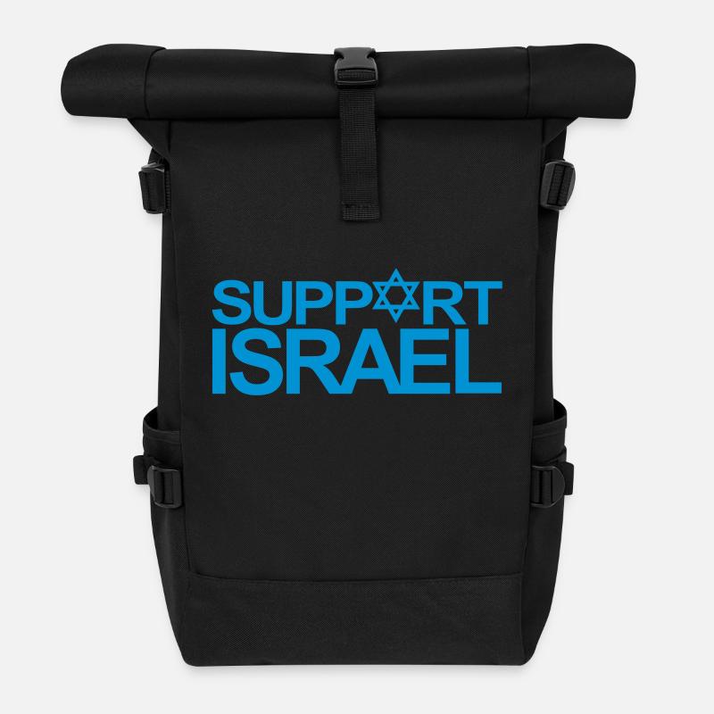 SUPPORT ISRAEL - Roll Top Backpack - black