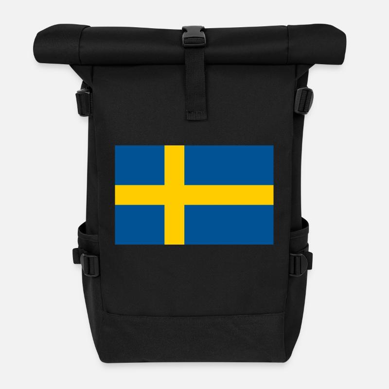 Sweden 1 Euro - Roll Top Backpack - black