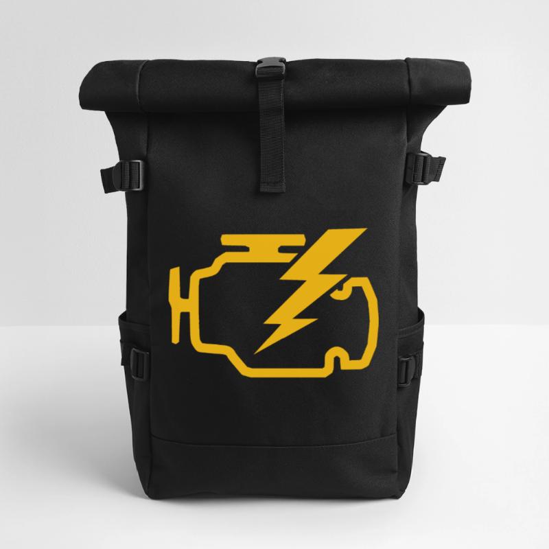 check engine light Zeichen Geschenkidee Rolltop Rucksack