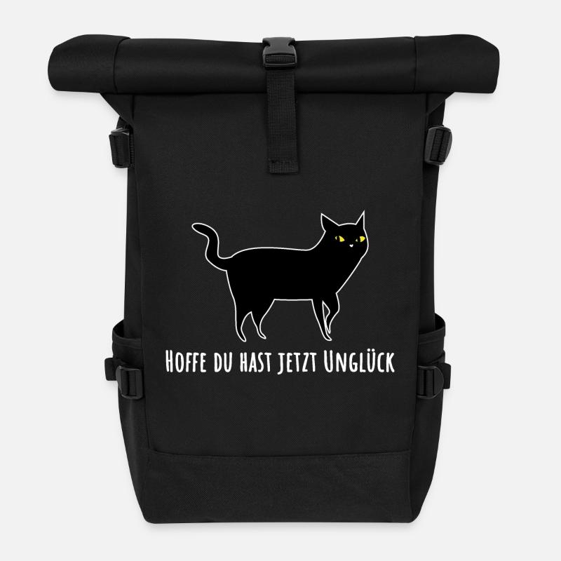 Black cat with bad luck - Roll Top Backpack - black