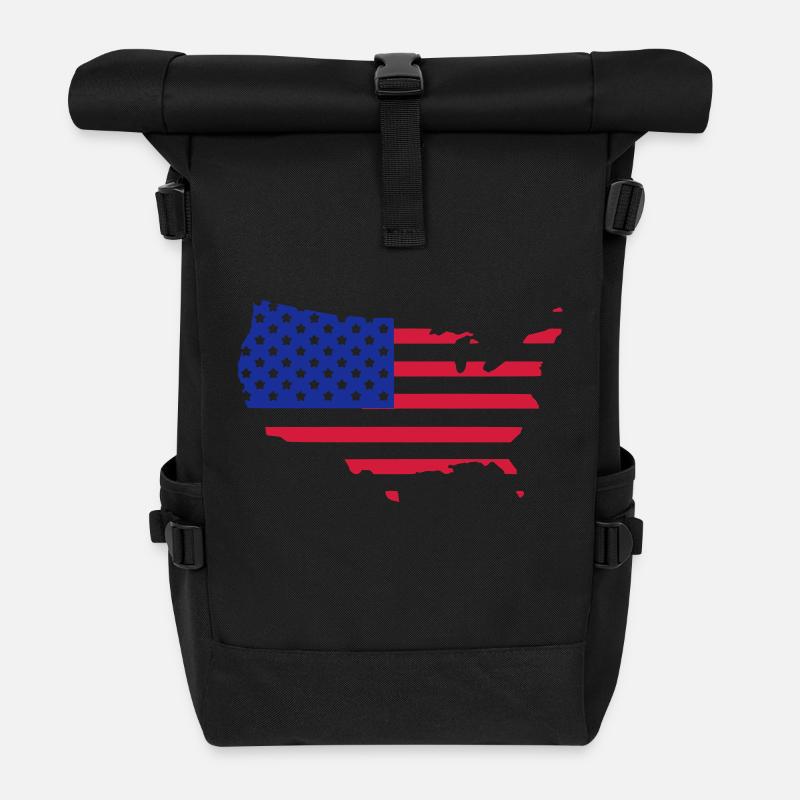 USA - Rolltop Rucksack - Schwarz