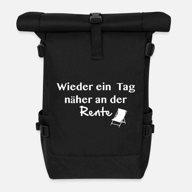 Wieder ein Tag näher an der Rente - Rolltop Rucksack - Schwarz