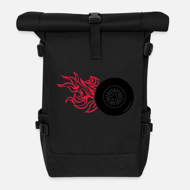 Reifen-Rad Rad Flamme fire1 - Rolltop Rucksack - Schwarz