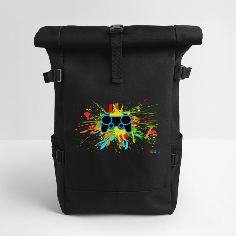 Graffiti Controller Splatter Roll Top Backpack