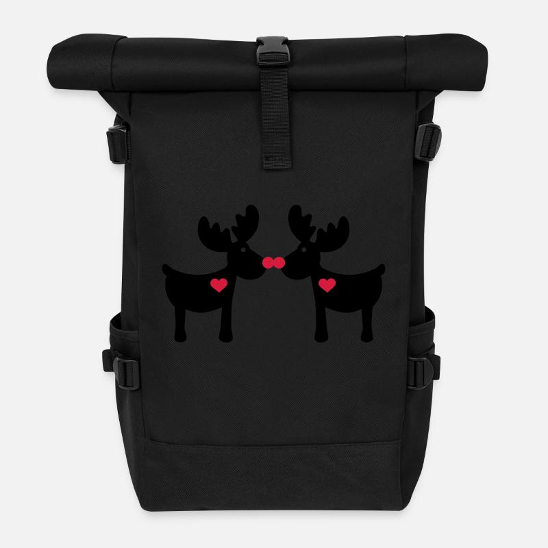 Rentier Elch - Rolltop Rucksack - Schwarz