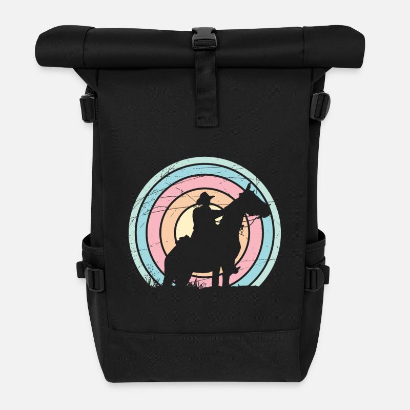 Cowboy - Western - Rolltop Rucksack - Schwarz