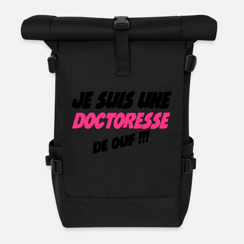 Je suis une doctoresse de ouf !!! - Roll Top Backpack - black