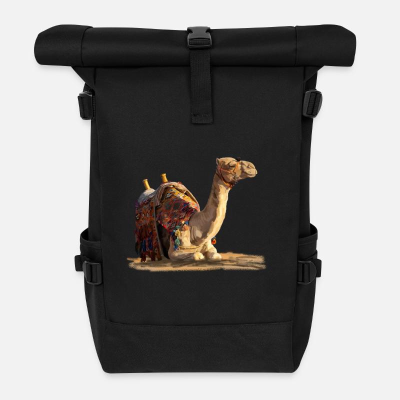 Camel - Roll Top Backpack - black