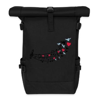 love_music_noten2 - Rolltop Rucksack - Schwarz - Vorne