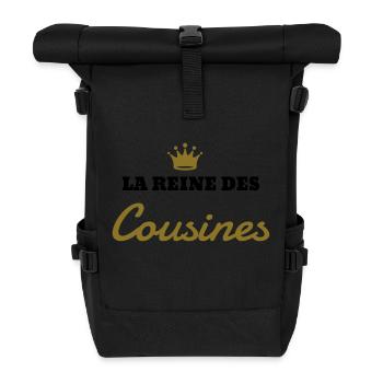 Cousin - Cousine - Famille - Bébé - Naissance - Roll Top Backpack - black - Front