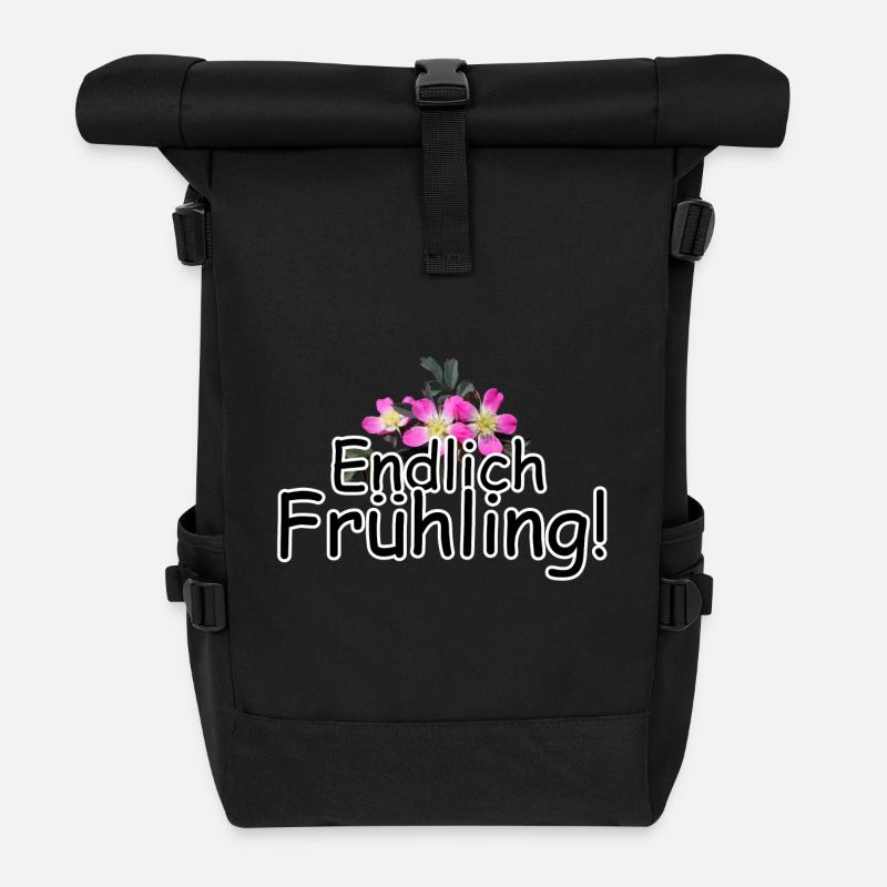 Endlich Frühling Blumen Jahreszeit Spruch - Rolltop Rucksack - Schwarz