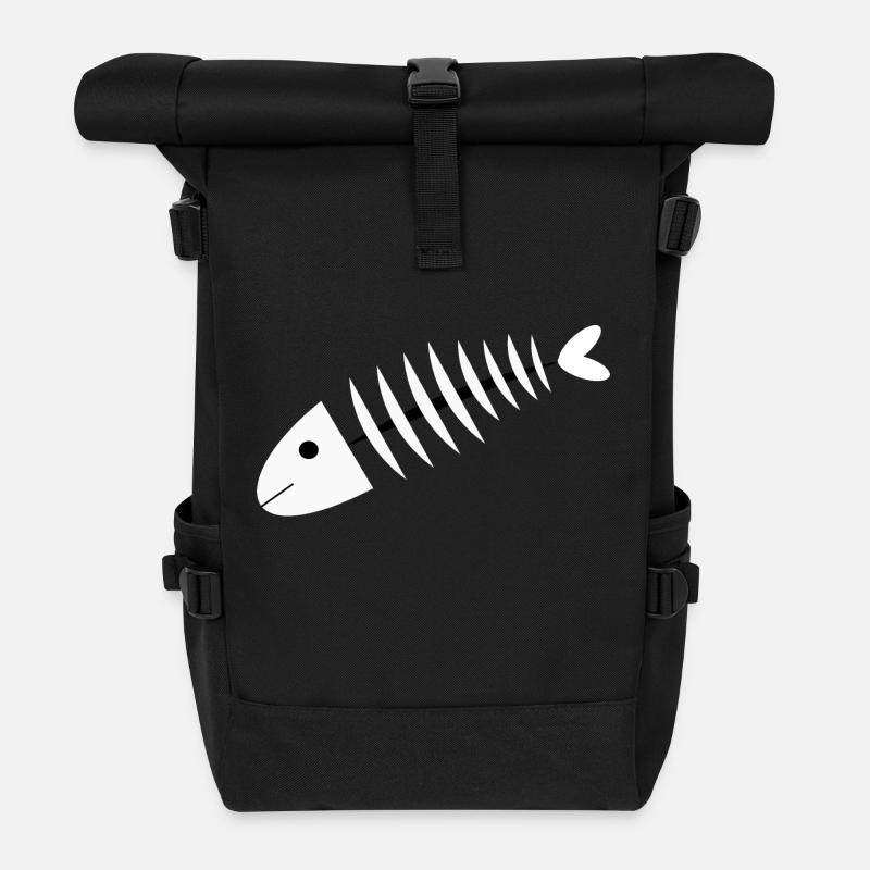 Poisson Poisson Poisson Poisson Pêche Pêche Poisson Pêche Cadeau Pêcheur - Sac à dos roll top - noir