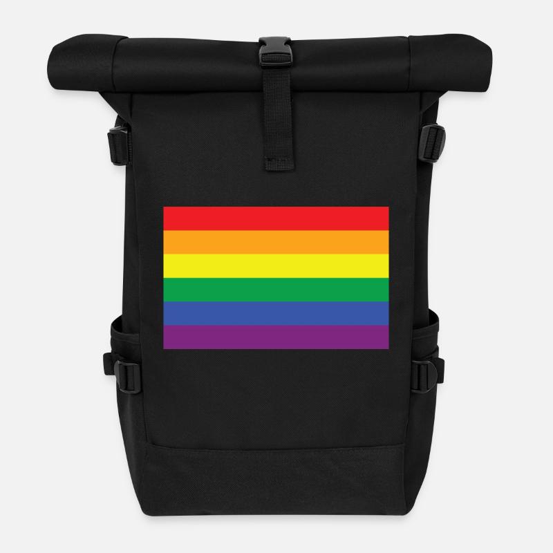 Regenbogen - Rolltop Rucksack - Schwarz