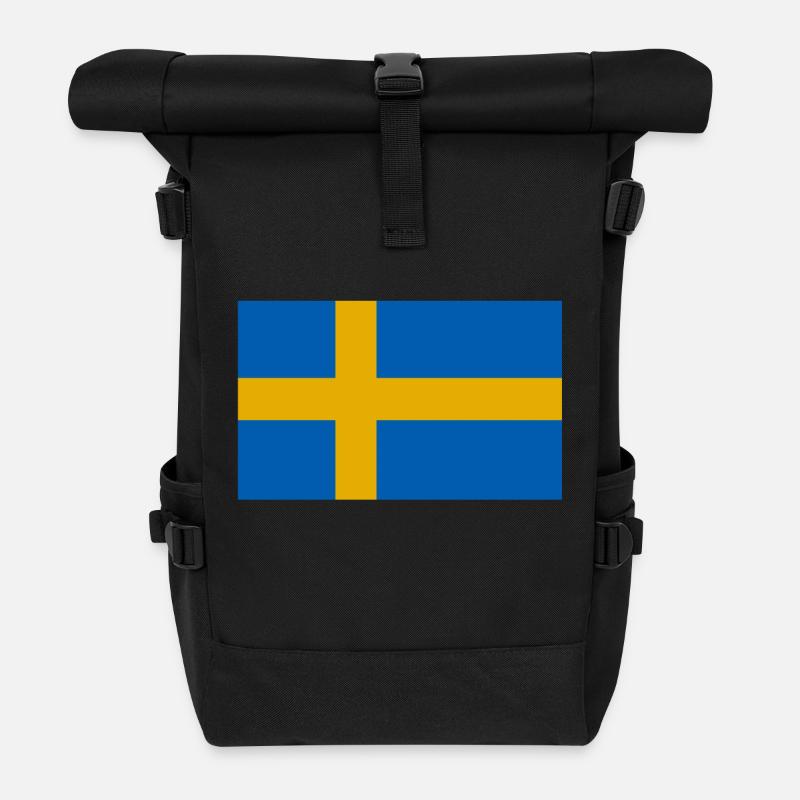 Schweden Flagge - Rolltop Rucksack - Schwarz