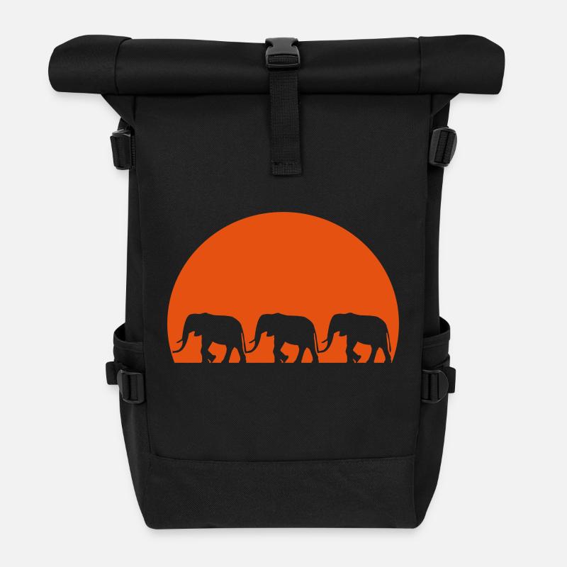 Elefanten - Rolltop Rucksack - Schwarz