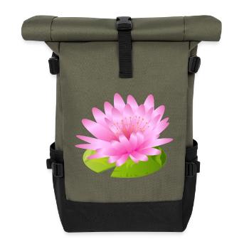 leuchtende Seerose - Inspiration großer Künstler - Rolltop Rucksack - Olive/Schwarz - Vorne