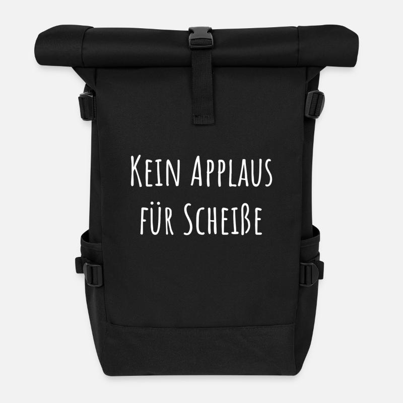 Spruch kein Applaus für Scheiße weiß - Rolltop Rucksack - Schwarz