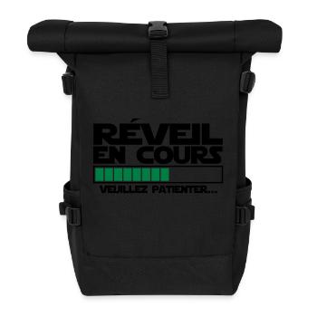 réveil (en cours),message,humour - Sac à dos roll top - noir - Devant